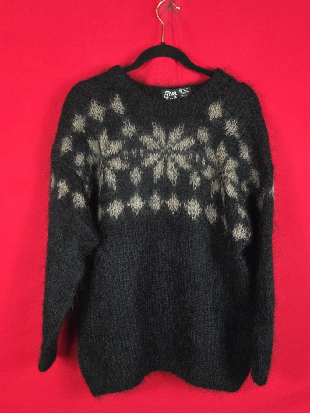 ALVA KNIT Nordic Wool‎ Sweater Iceland Unisex Black